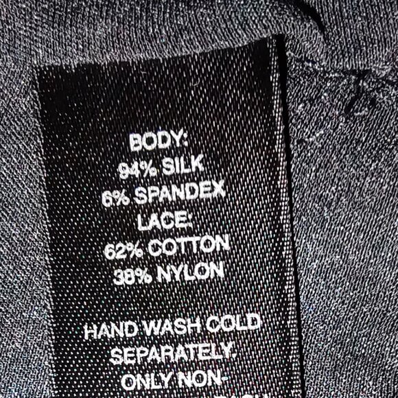 WHITE HOUSE BLACK MARKET SILK BUSTIER CAMISOLE EYELASH LACE THIN STRAPS BLACK XS - Picture 7 of 9